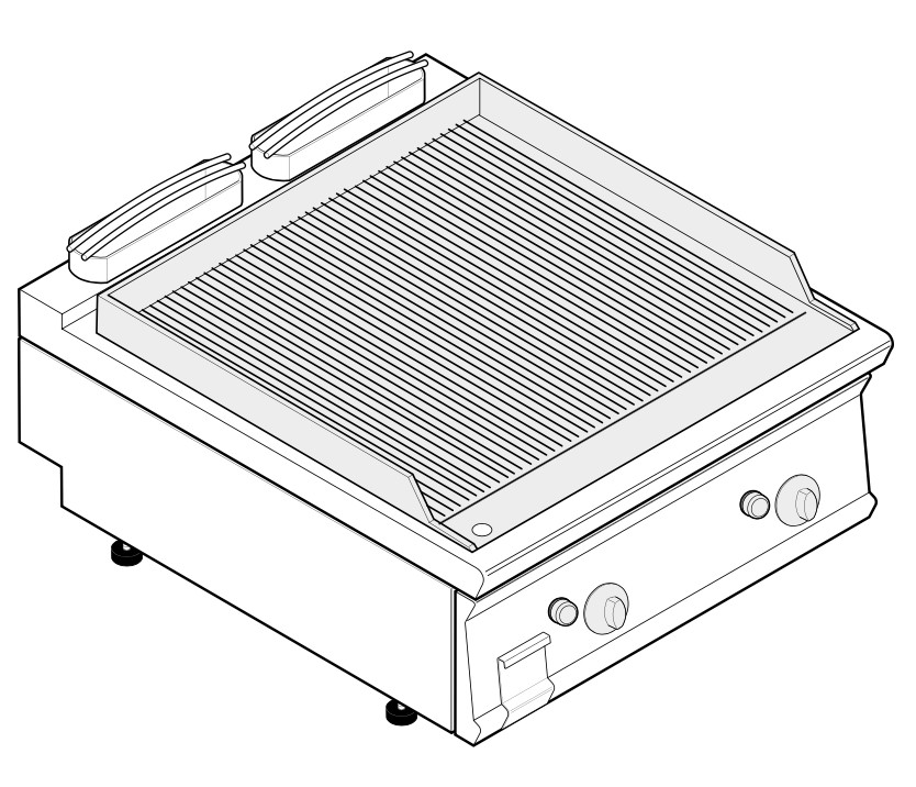 Gas-Grillplatte gerillt Tisch TI740 / 800