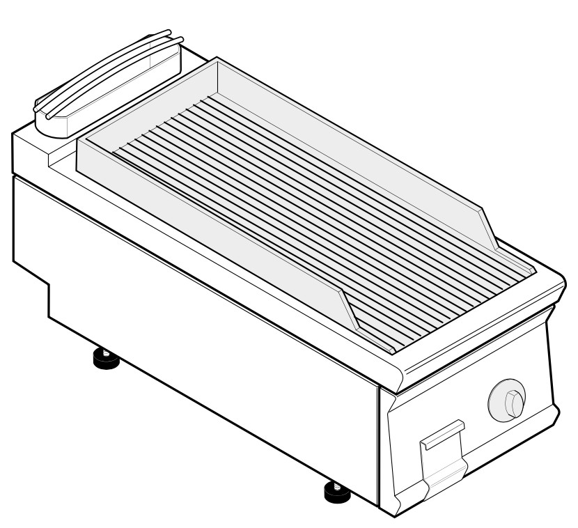 Elektro-Grillplatte gerillt Tisch TI740