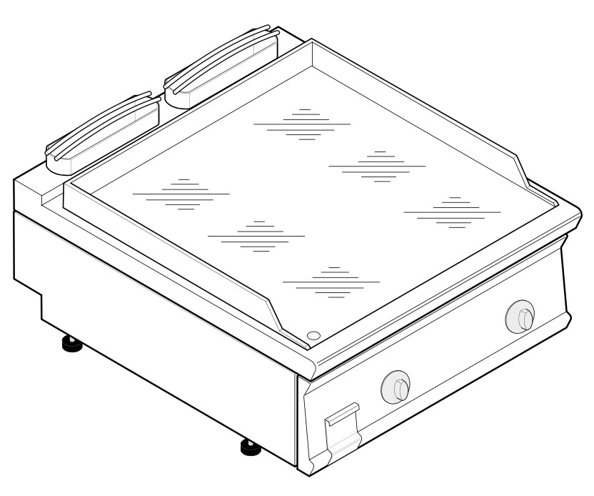 Elektro-Grillplatte glatt Chrom Tisch TI740 / 800