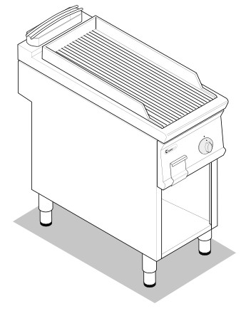 Elektro-Grillplatte gerillt TI900