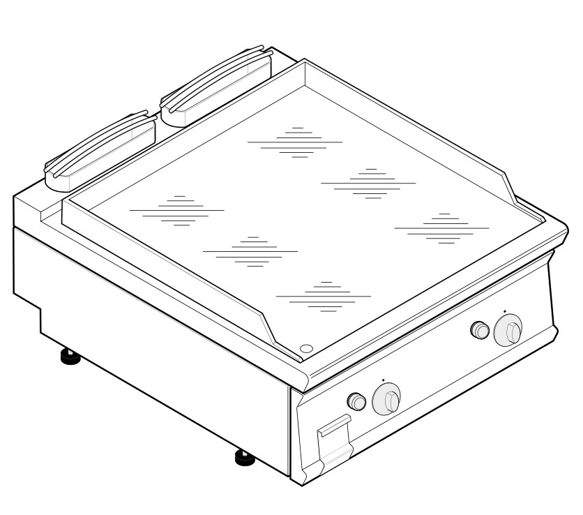 Gas-Grillplatte glatt Chrom Tisch TI740 / 800