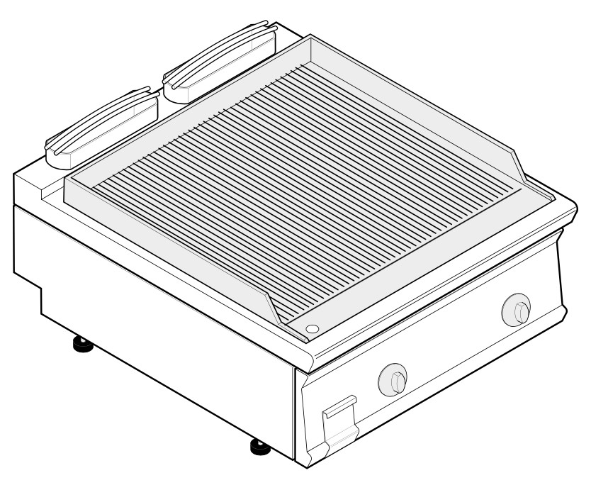 Elektro-Grillplatte gerillt Tisch TI740 / 800